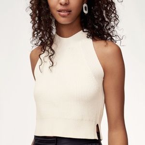 Aritzia Crevier Knit Top in Oak (white)